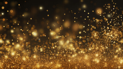 Wall Mural - Gold glitter bokeh background with copyspace