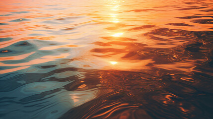 Aufkleber - Reflection of Sunset on Glassy Water Surface Background