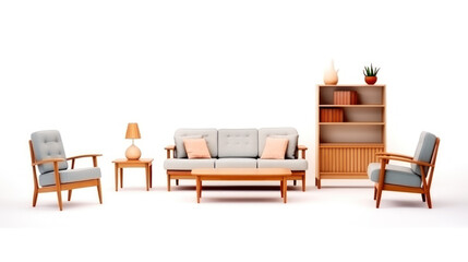 Poster - Modern living room interior in 3d. Modern interior furniture set in 3d.
