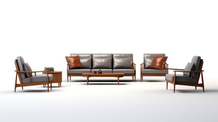 Poster - Modern living room interior in 3d. Modern interior furniture set in 3d.