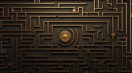 Gold Maze pattern abstract background 