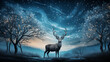 santa claus on his reindeer traveling in the snow, in the style of photo-realistic landscapes, created by ai