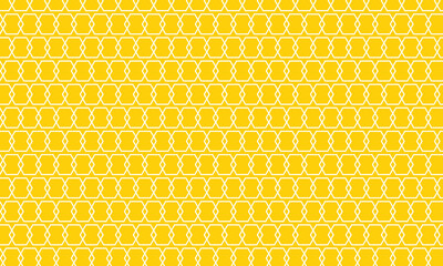 Poster - abstract white hexagon pattern with yellow background.