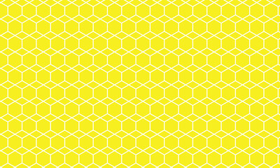 Poster - abstract white hexagon pattern art with yellow background.