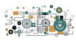 © Jacques Durocher - abstract shapes and lines graphic design modern art engine geometric industrial mechanical composition on transparent background