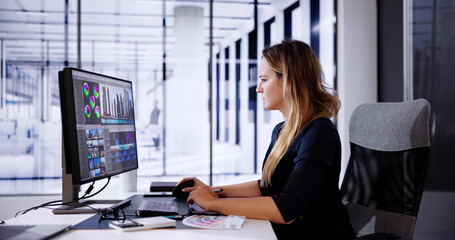 Fototapete - Video Editor Computer Software