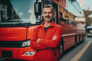 Wall Mural - Portrait of a middle aged male bus driver