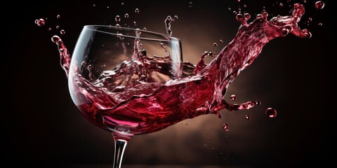 Poster - beautiful splash of red wine captured in a glass creating an artistic generative ai