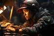 Asian woman working hard at a mining site in southern china