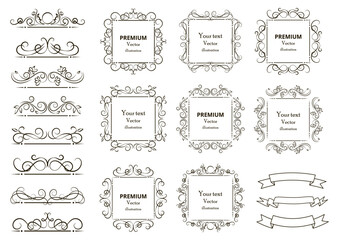 Wall Mural - Calligraphic design elements . Decorative swirls or scrolls, vintage frames , flourishes, labels and dividers