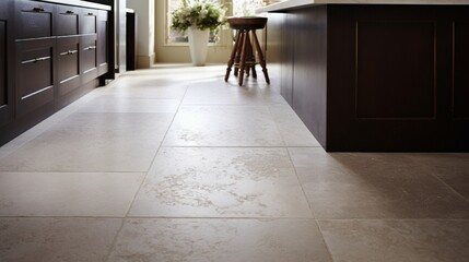 Wall Mural - A high-definition image showcasing the elegance of polished limestone flooring with subtle fossil imprints.