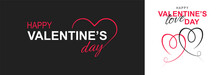 Valentine's Day Poster Or Banner On Black And White Background. Happy Valentine's Day Header Or Voucher Template. Vector.