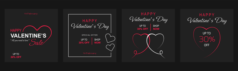 valentine's day holidays square templates. special offer template design. vector illustrations for s