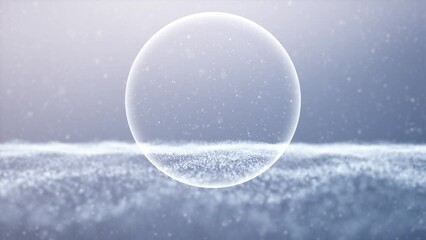 Wall Mural - Artistic wavy winter background with sphere copy space loop animation.