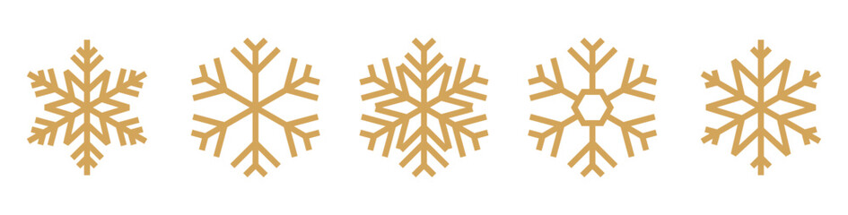 Aufkleber - Snowflake gold line icons set. Vector illustration  