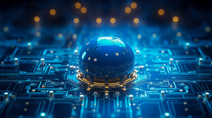 Poster - futuristic supercomputer in the form of a ball