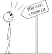 Person or Businessman has Problem, Vector Cartoon Stick Figure Illustration