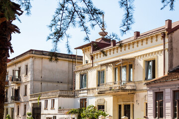 Canvas Print - travel to Georgia - typical Batumi houses of the early twentieth century in Batumi city on Vakhtang Gorgasali street on sunny autumn day