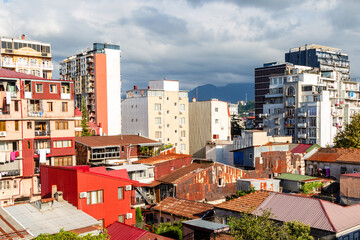 Wall Mural - travel to georgia - urban quarter in batumi city on sunny autumn day