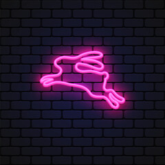 Wall Mural - Rabbit neon icon on light background.