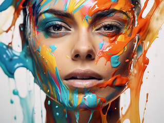 Wall Mural - artist with a splash of vibrant paint