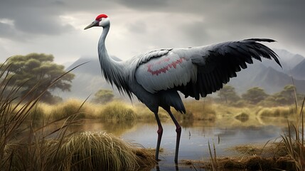 Sticker - Sarus crane, world's tallest flying bird. animal wildlife