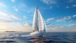 Sailing yacht in the wind on the open sea