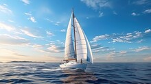 Sailing Yacht In The Wind On The Open Sea