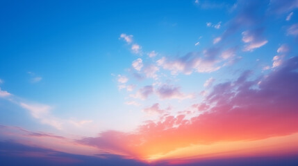 Wall Mural - abstract gradient sunrise in the sky with cloud and blue mix orange natural background.