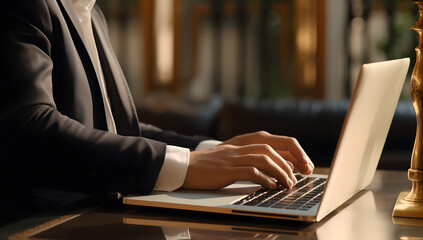 Canvas Print - businessman working on laptop computer