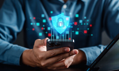 Poster - Cyberspace security Protection data, Database hacks, safety online internet cyber crime. hacker attack, Identity theft and Hacking and stealing data. damage the system.