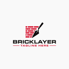 Wall Mural - logo design template for bricklayer service 1