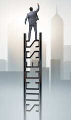 Wall Mural - Businessman climbing the career ladder of success