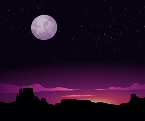 Wall Mural - night sky with moon