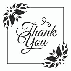 Wall Mural - Thank You vector letter design in frame florist pattern