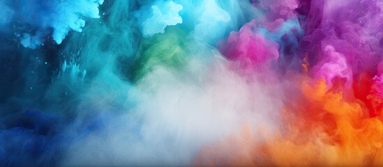 Poster - Abstract colored background showcasing a white powder explosion at the Holi festival.