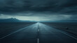 panoramic view of the empty highway with fog. empty road in the country near stormy weather