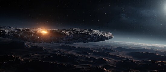 Wall Mural - Interstellar 3D render of Oumuamua near Earth.