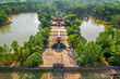 Minh Mang tomb near the Imperial City with the Purple Forbidden City within the Citadel in Hue, Vietnam. Imperial Royal Palace of Nguyen dynasty in Hue. Hue is a popular