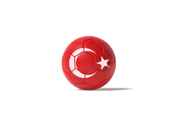 Wall Mural - Red colored soccer ball with Turkish flag on white background.