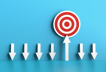 Wall Mural - right or correct direction to achieve the target goals.