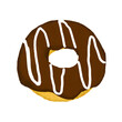 A chocolate iced doughnut, watercolour