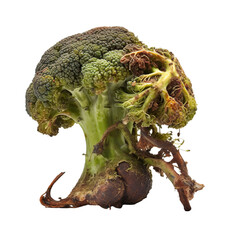 Sticker - front view of a spoil rotten broccoli vegetable isolated on a white transparent background 