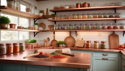 Wall Mural - Capturing Rustic Charm in a Farmhouse Kitchen Snapshot AI-Generated.