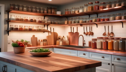 Poster - Capturing Rustic Charm in a Farmhouse Kitchen Snapshot AI-Generated.