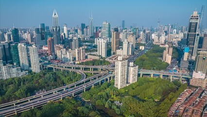 Wall Mural - Aerial photography of Shanghai city scenery