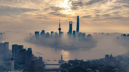 Poster - Aerial photography of Shanghai city scenery