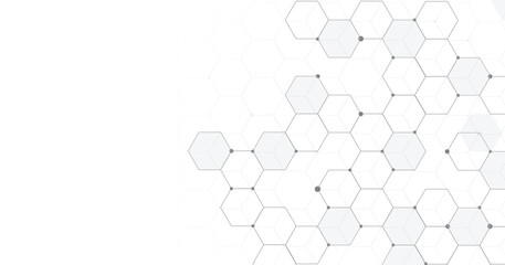 Wall Mural - Hexagon geometric on a white background. Geometric abstract background with simple Hexagon elements.