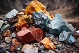 Fototapeta  - A bunch of different minerals different rocks.