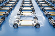 © phonlamaiphoto - Electric cars assembly line with pack of battery cells module on platform
